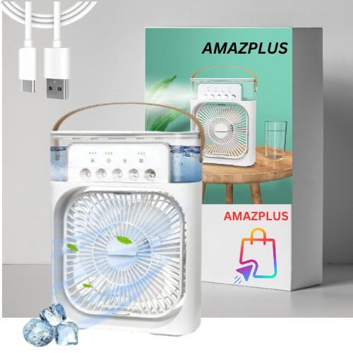 Omeron Mini Air Cooler, USB Desk Fan, Personal Evaporative Cooler with 7 Colors LED Light, 1/2/3 H Timer, 3 Wind Speeds and 3 Spray Modes for Office, Home, Dorm, Travel (B0DCDHX28N) Amazon Price History, Amazon Price Tracker