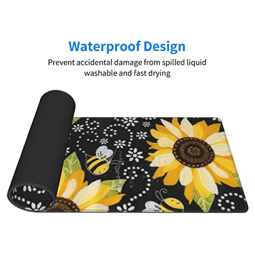 Tapis de souris tournesol grand format antidérapant avec bords cousus - 5