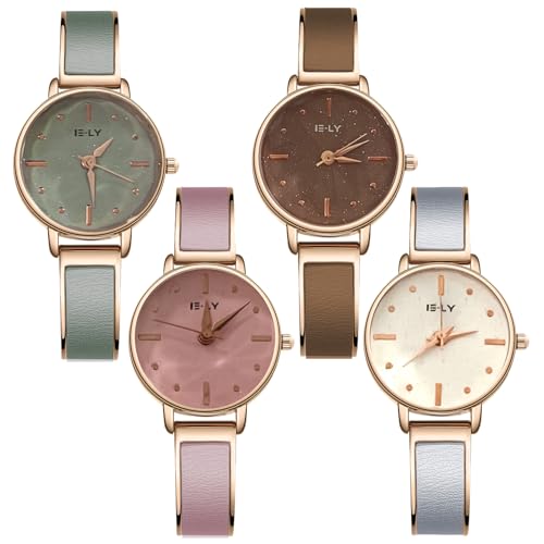 Montres vintage en acier et cuir : un coffret de 4 garde-temps élégants pour elle
