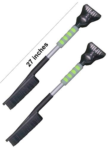 2 for 1 Snow Brush and Deluxe Ice Scraper with Ergonomic Foam Grip for Cars Auto SUV Truck Windshield Windows Home