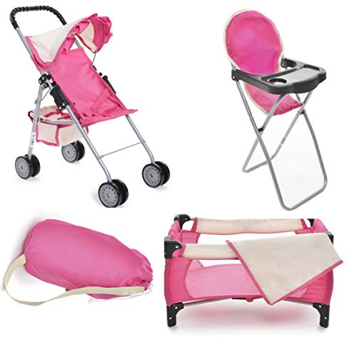 Fash N Kolor 13698 Exquisite Buggy Pink And Off-White Doll Set cover