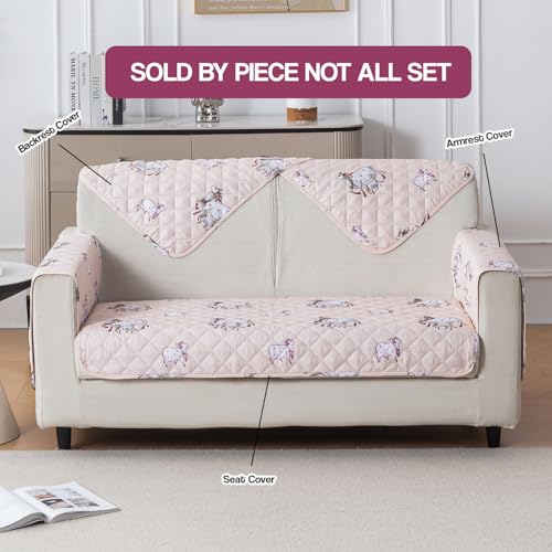 Image of House of Quirk 'Mughal Series' Printed Quilted Sofa Cover for 1 /2 /3 /4 Seater - Anti-Slip, Washable Couch Protector Slipcover (Three Seater, Kamdhenu, 80x150 cm)