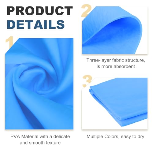 Serviette en chamois voiture absorbante grand format réutilisable bleu - 4