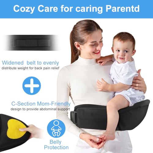 Miniatura 6 de Hotut Taburete De Cintura, Asiento Cadera Portabebes, Asiento De Cadera Para Bebés, Portador De Bebé Ergonómico Con Soporte Abdominal 3d, Inclinación De 30 , Ligero, Ajustable, Para Bebé 0-36 Meses