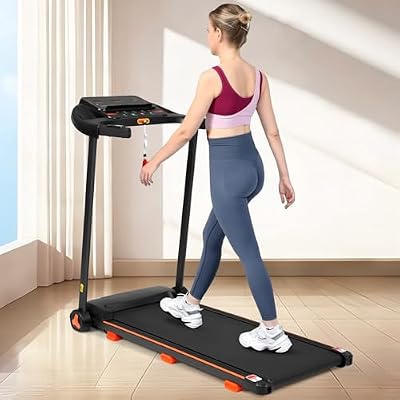 Foldable Treadmill with Incline & Heart Rate Monitor, Bluetooth Speaker and USB Charging, 2.5HP Quiet Brushless, 300LBS Capacity, 6-Layer Shock Absorption for Home, Office, Small Space