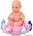 Click N' Play Baby Doll Accessories for 3+ Year Old Girls, 33 Piece Feeding Set Including Pretend Milk, Bottles, Food, Diaper and Baby Doll Potty with a Storage Bag, Perfect for Toddlers and Kids,Pink