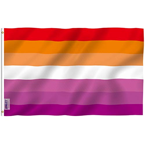 ANLEY Fly Breeze 3x5 Fuß Sonnenuntergang Lesbian Pride Flag - Lebendige Farbe und UV-Lichtechtheit - Leinwandkopf und doppelt genäht - Sunset Pride mit Messingösen 3 x 5 Ft
