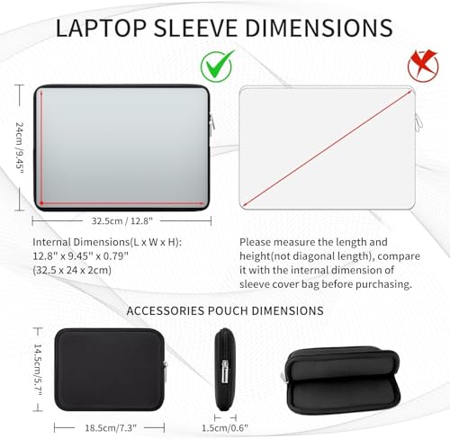 Image of Meyaar Laptop Sleeve Case 14 Inch, Compatible with 13-14 Inch Laptop, MacBook Pro M1 /M2 /M3 /M4, Notebook, Tablet, Chromebook - Soft Padded Zipper Bag (Black, for 13 inch /13.3 inch MacBook)