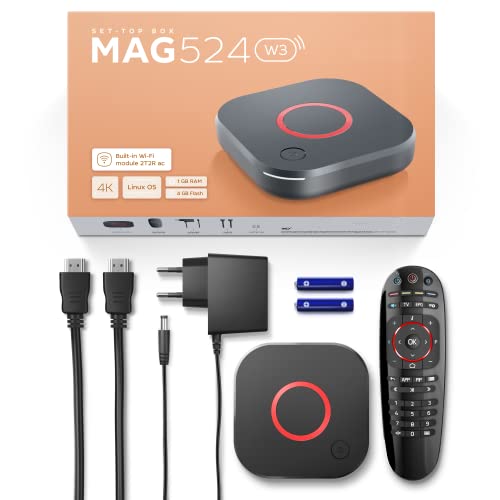 Raxxio Set-Top Box Mag524W3 Linux 4.9, Amlogic S905X2, 4K 60Fps, 1 Gb Ddr3 Ram, 4 Gb Flash Memory, Dual-Band 2.4G/5G 2T2R Ac Wifi, Usb 2.0 And 3.0 With Hdmi Cable And Remote Control #TOP7