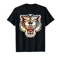 Tiger, Tiger Lover, Cute Lover, Tiger Head, Tattoo Flash, Fierce Tiger Lightweight, Classic fit, Double-needle sleeve and bottom hem