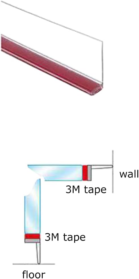 Gordon Glass® Clear Vinyl L-Shape Seal with Pre-Applied Self-Adhesive Backing for Frameless Shower Doors - 73" Long