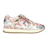 L'empeigne en cuir et textile à motifs floraux éclatants offre un look artistique unique.