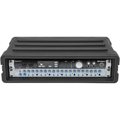 Image of SKB Roto-Molded 2U Shallow Rack - Durable, Stackable Gear Housing, Waterproof & Impact-Resistant for Musicians, DJs & AV Professionals - Interlock Design, Gasket Seals, Recessed Latches - Heavy Duty | - Roto-Molded Polyethylene Construction for Strength and Durability, Front and Rear Rubber-Gasketed Covers to Keep Water Out