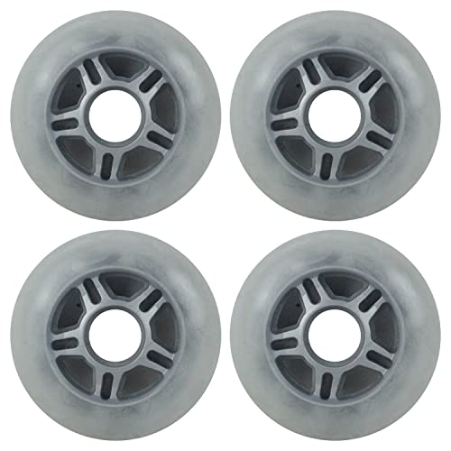 Player's Choice Inline Skate Wheels Multi Use 80mm 80A Clear Silver Indoor/Outdoor (4 Wheels)