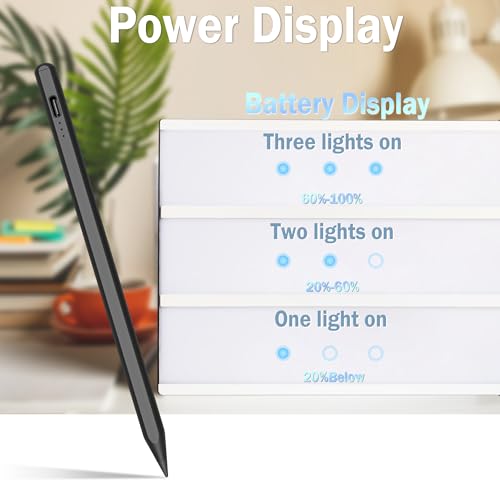Image of Stylus Pen for iPad, 15 mins Fast Charging Apple iPad Pencil with Palm Rejection, Tilt Sensitivity, Work for 2018-23 iPad Air 3 /4 /5, iPad mini 5 /6, iPad 6 /7 /8 /9 /10, iPad Pro 11 inch and 12.9 inch (Black)