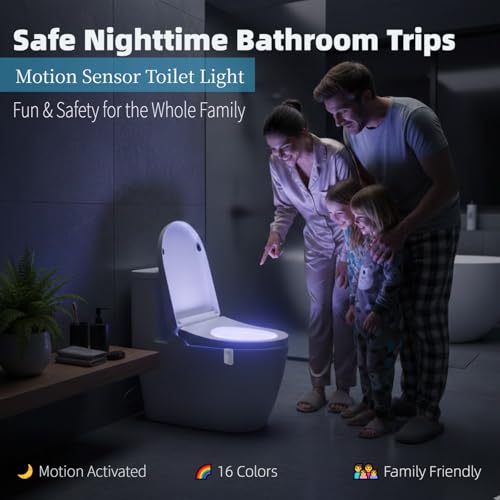 Witshine Toilet Night Light with Motion Activated Sensor, 16 Colors LED Stuff for Bathroom Decor - Cool & Unique Gadget for Kids, Men, Fartherday's Gift