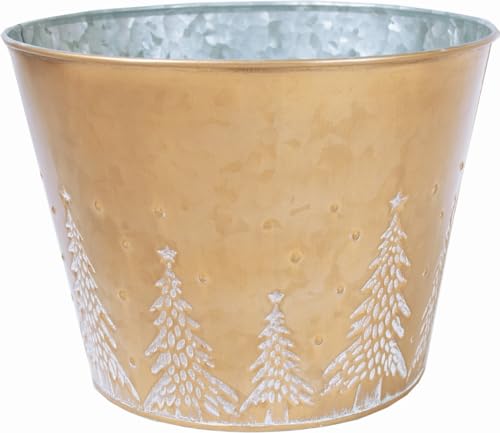 212 Main Gold with White Trees Pattern Planter