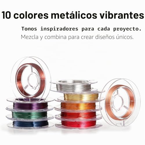 Miniatura 4 de Naler 10 Rollos De Alambre De Cobre, 0,3 Mm De Alambre De Cobre Mezclado Para Manualidades, Bisutería, 10 Metros Rollo