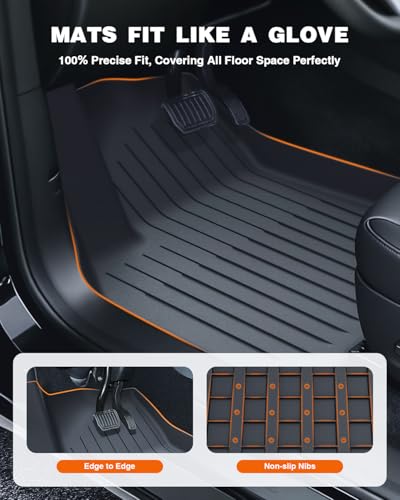 Image of Floor Mats for Tesla Model 3 Highland (2026 2025 2024), Custom Fit TPE All Weather Floor Liners with Trunk Mat, Frunk Mat & Lower Trunk Storage Mat, Waterproof Anti-Slip Interior Protection