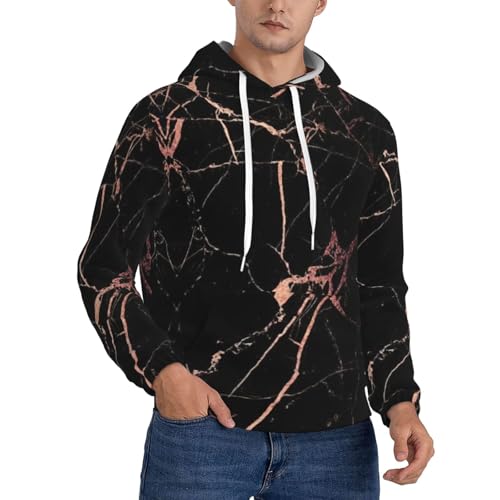 Sweat à capuche épais homme contre le froid style moderne marbre noir or