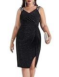 Hanna Nikole Plus Size Dresses Sequin Prom Dress Shimmer Cocktail Dress for Women Black 24plus