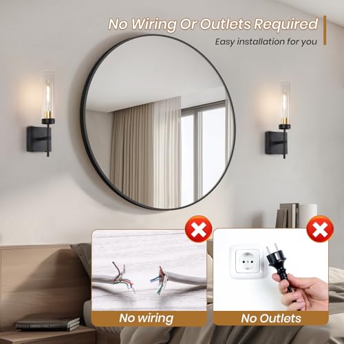 Image of Wall Sconce Set of 2,Battery Operated Wall Sconce,Infinitely Dimmable with Remote Control,15000mAh Endurance 200 Hours,Fast Charging,Wireless Wall Lights for Bedroom Living Room Hallway