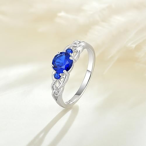Starchenie CD-NR73790H-SIZE7 Celtic Knot Ring For Women 925 Sterling Silver Created Sapphire Statement Ring Size 7 thumb #3