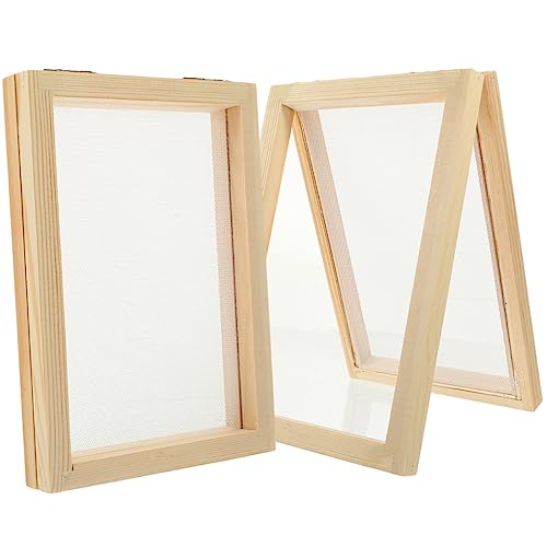 Homoyoyo 2pcs Wooden Paper Making Screen Boys and Papermaking Kit Handmade DIY Paper Frame