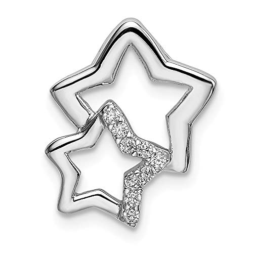 925 Sterling Silver Cubic Zirconia Cz 2 Star Necklace Chain Slide Pendant Charm Celestial Fine Jewelry For Women Gifts For Her