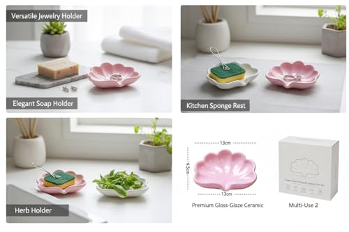 Image of Plastic Sea Shell Soap Dish for Bathroom & Kitchen | Shell Shape Plastic Soap Holder | Solid Color Soap Saver for Wash Basin & Shower (2, Sea Shell Soap Dish)
