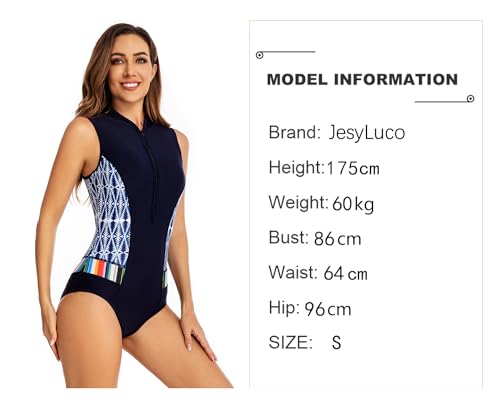 Jesyluco Sleeveless One Piece Swimsuit For Women Zip Front Bathing Suit Tummy Control Swimwear thumb #4