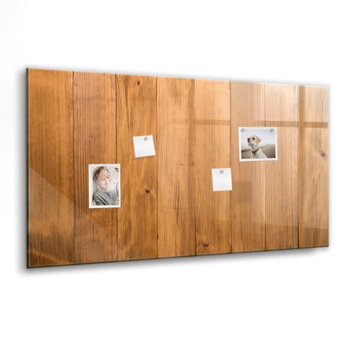 Tableau magnétique en verre trempé 120x60 cm décor bois avec accessoires