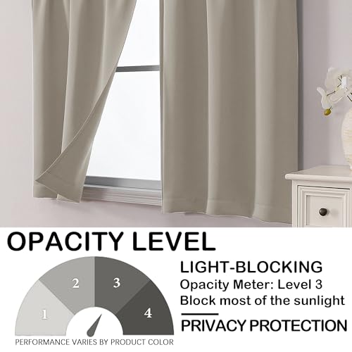 Image of Stone Curtains for Small Window Treatment, Light Blocking Short Kitchen Window Curtains Over Sink, Dual Rod Pocket Half Window Tiers for Bathroom Basement, Each 40Wx36L, 2 PCS