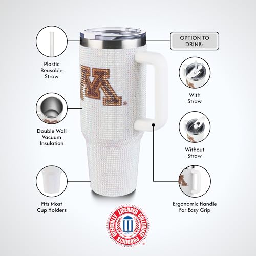 Image of The Memory Company Officially Licensed 40oz White Bling Game Day Tumbler, University of Minnesota