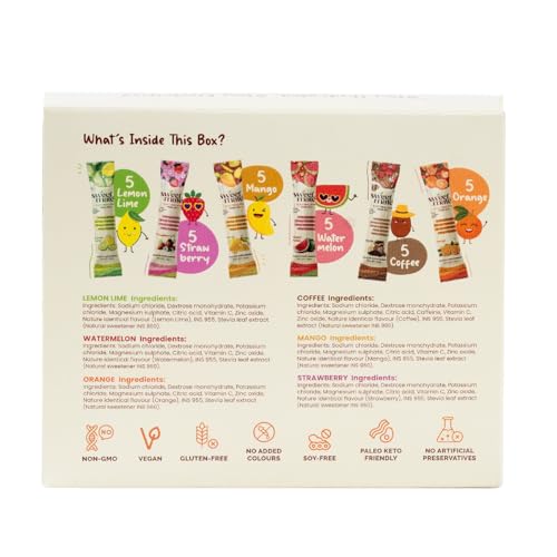 Image of Sugar Free Electrolyte Powder - Assorted 5g (30 Sachets) | 10X Electrolytes Hydration Drink | Sweetened With Stevia Zero Sugar Drink | Keto Friendly, Vegan, No Preservatives and Chemicals