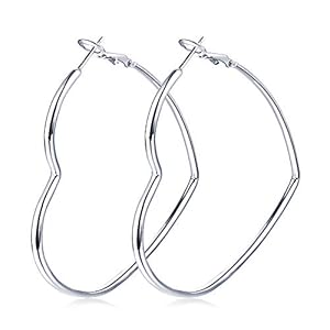 Hoop Earrings, Fashion Jewelry Statement Large Geometric Heart Hoop Earrings for Women Gift