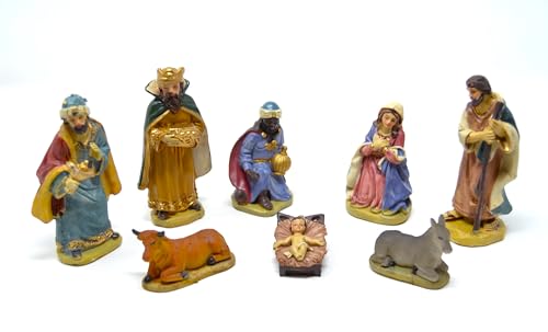 BETTER WITH FRIENDS Reyes Magos 12cm 8 Piezas. figuritas de Navidad. Conjunto de Escena de Natividad, Figuras de Agricultores. Accesorios de la casa de muñecas Jesús. Mujer oficios belén, Dios