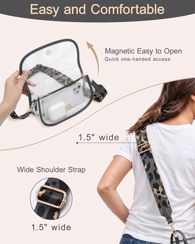 Image of Wuflyover Clear Bag for Stadium Events, Clear Purse Crossbody Bag for Women