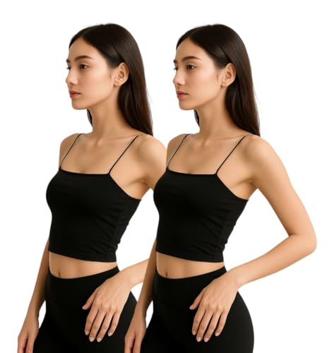 Image of Women's Seamless Long Crop Top Combo | Lightly Padded Smooth Stretchable Camisole Bra for Daily Comfort & Support | Pack of 2