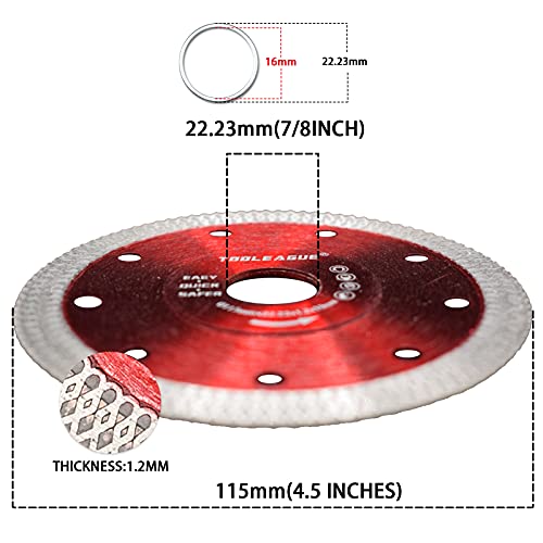 Tooleague Diamond Saw Blade, 4-1/2 Inch Super Thin Tile Blade, Diamond Cutting Wheel For Cutting Porcelain Tile Granite Marbles, 10 Pcs #TOP1