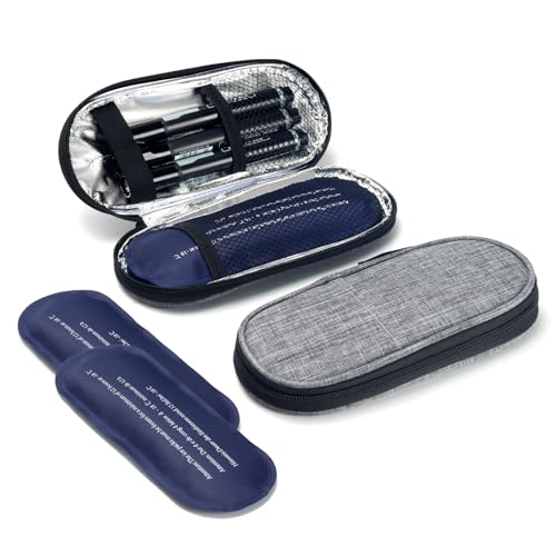 roargy Insulin Cooler Travel Case, Portable Medication Diabetic Cooler Organizer Bag Insulin Carry Case with 2 Ice Packs for Travel Daily Life (Grey)