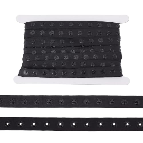 BENECREAT 5 Yards Snap Button Tape, 0.7inch Wide Black Sewing Snap Fastener Tape Trim Press Button Tape with Plastic Buttons for Sewing DIY Accessories Clothes Fastener