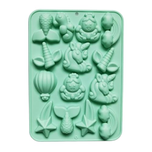 Molde de silicone para assar unicórnio, 23 × 16,5 × 2 cm, moldes de silicone unicórnio, de peixe, cavalo-marinho, arco-íris para chocolate, doces, madalenas, sabão, gelatina