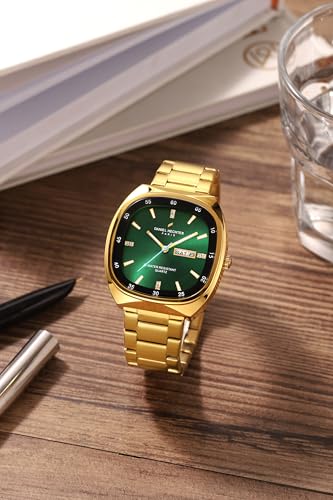 Image of Daniel Hechter Paris Bercy Collection Analog Quartz Watch for Men with Square Dial, Day-Date Display, Crystal Hour Markers and Stainless Steel Strap - DHM1053