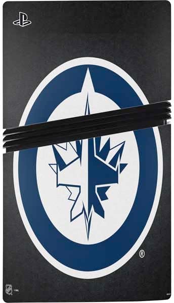 Skinit Decal Gaming Skin Compatible with PS5 Pro Console - Officially Licensed NHL Winnipeg Jets Black Background Design