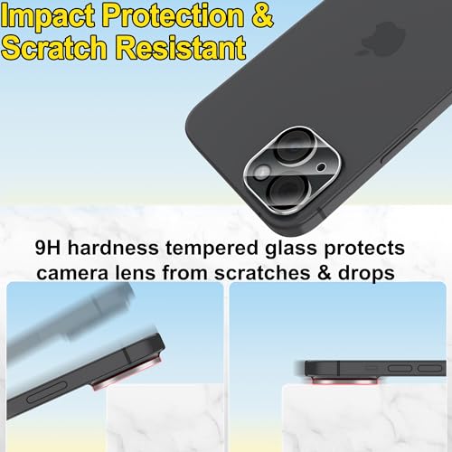 Image of 4youquality Camera Lens Protector for iPhone 15 and iPhone 15 Plus, 9H Tempered Glass, Case-Friendly, Anti-Scratch, Pack of 3