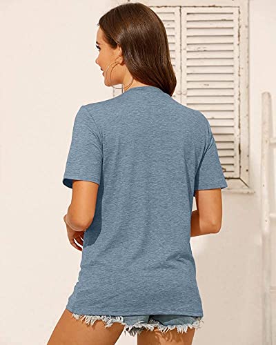 Graphic Tees For Women Good Moms Say Bad Words T Shirt Mom Life Funny Sayings Letter Print Short Sleeve Casual Tee Tops Blue-M #TOP5