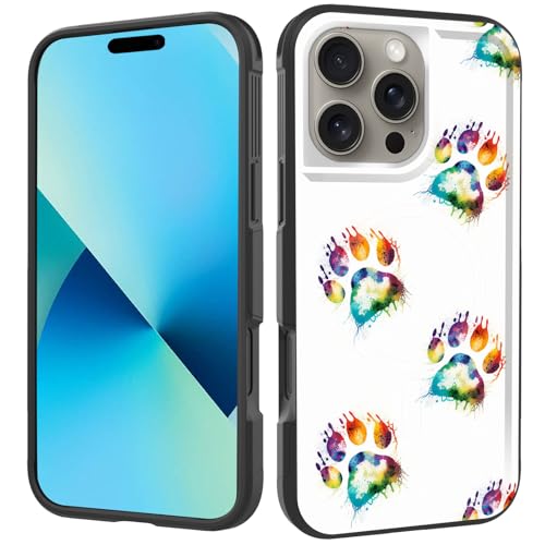 ZQLPLZR Magnetic for iPhone 16 Pro Case,[Compatible with MagSafe] [Military Grade Drop Protection] Heavy Duty Shockproof Phone Case for iPhone 16 Pro 6.3" 2024,Beautiful Paw Print