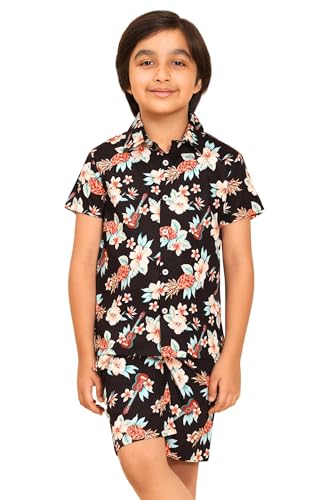Image of Boys Printed Casual Shirt Short Sleeve Button Down Beach Shirt for Kids