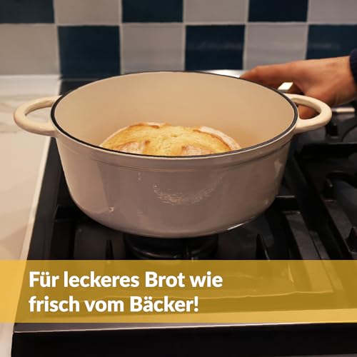 Chefarone Gusseisen Topf 24 cm 3,5 L Emailliert Cocotte Bräter - Creme – Ansicht 2
